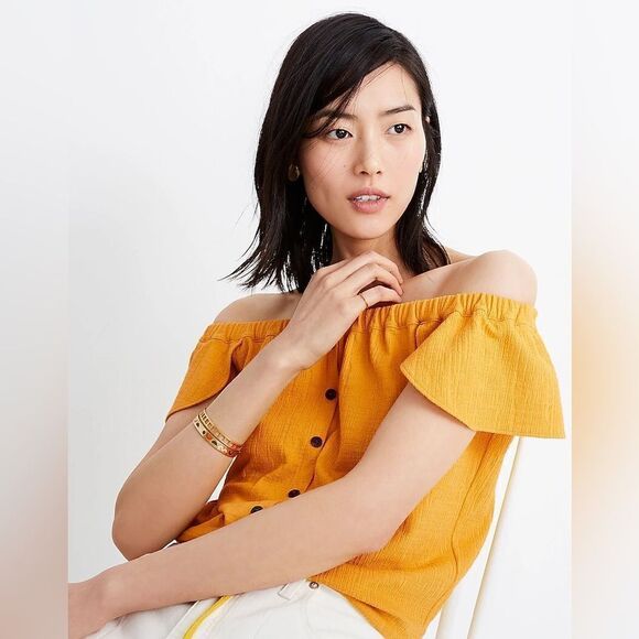 Madewell Texture & Thread Off-the-Shoulder Top - Picture 2 of 7